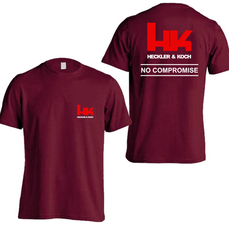 HK Logo Heckler Koch No Compromise T-shirt d'été en coton à manches courtes pour hommes et femmes, T-shirt de sport pour couple, hauts décontractés à la mode pour l'extérieur
