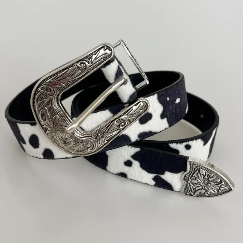 Ceinture à motif de vache, Cowboy occidental, boucle, chaîne de taille, tissu en daim, mode jean, jupe, accessoires de voyage, vacances