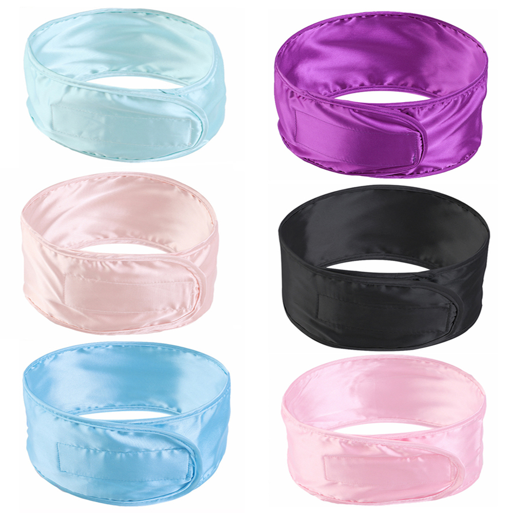 Bandeau de spa réglable en satin soyeux pour femme, idéal pour le maquillage et le lavage du visage, accessoire capillaire doux en tissu éponge