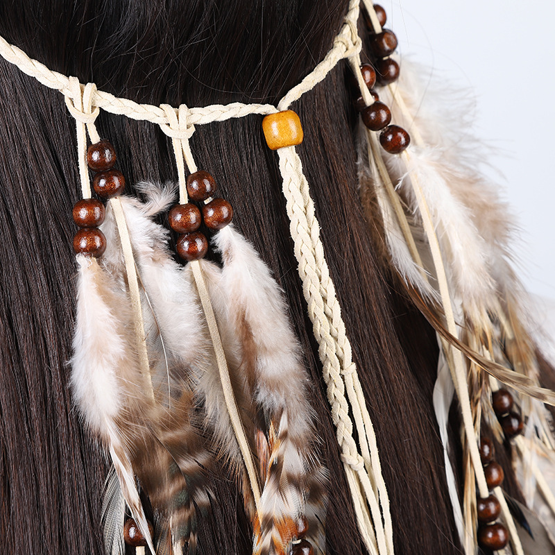Bandeau en fausse plumes de Style Boho, pièce de tête de Style Hippies, accessoires de cheveux indiens pour femmes