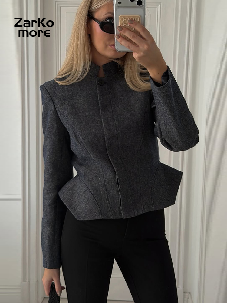 Manteau cintré à la taille pour femme, col montant, simple boutonnage, manches longues, veste de printemps-automne 2026, nouvelle collection pour femme, idéal pour les trajets quotidiens.