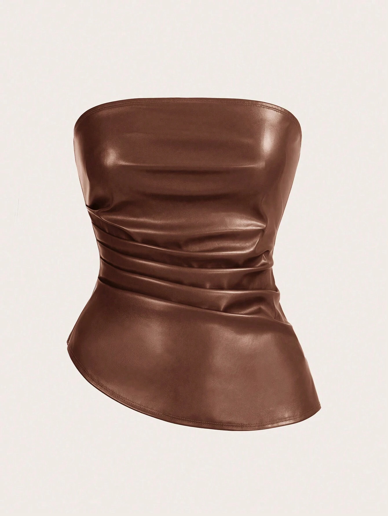 Haut blanc d'été pour femmes, haut de couleur unie, à la mode, froncé, ourlet asymétrique, haut tubulaire Simple froncé, vêtements quotidiens décontractés