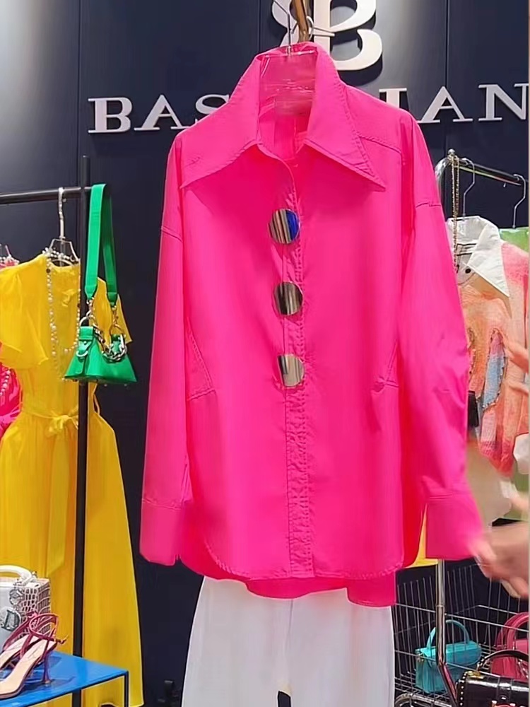Chemises et chemisiers mi-longs en coton pour femmes, hauts élégants, décontractés, printemps, ventes de vêtements, 2024