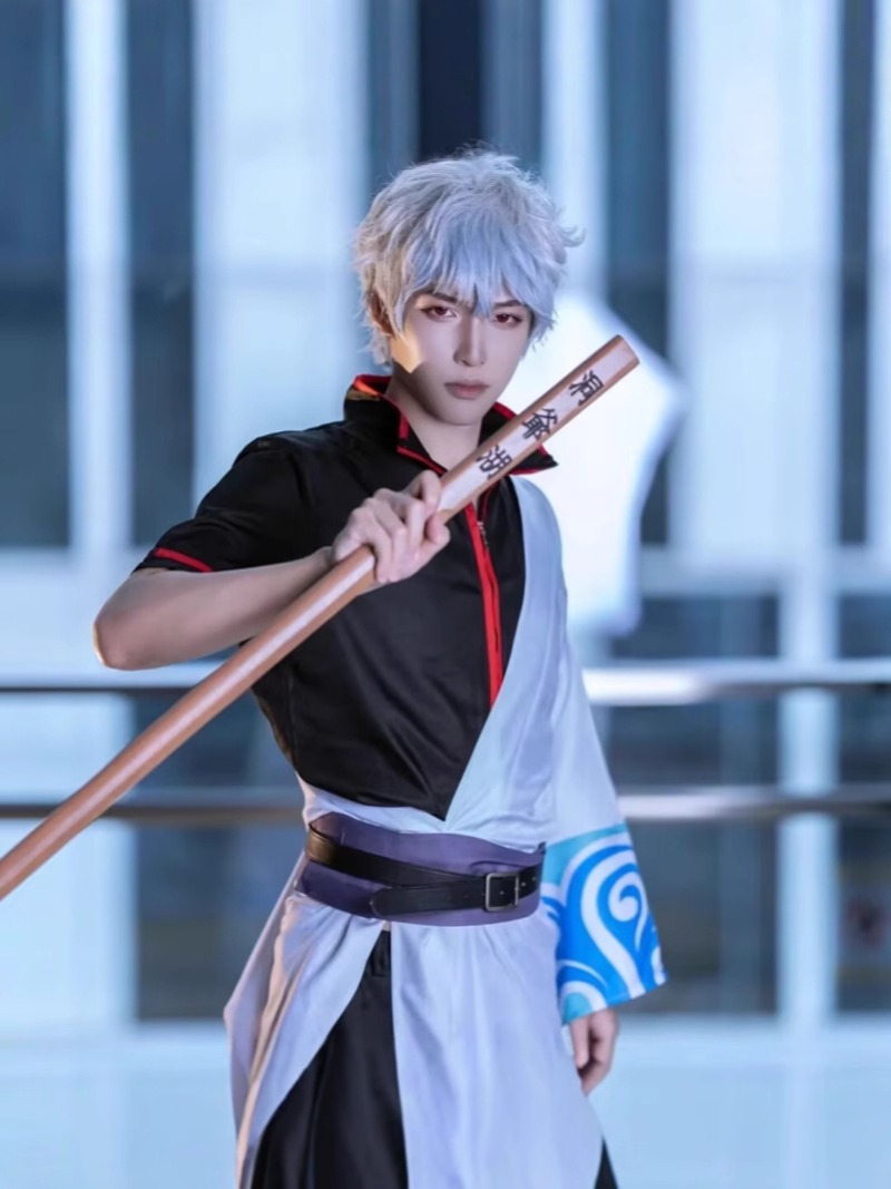 Neues Anime Gintama Sakata Gintoki Cosplay Kostüm Japanisches Kimono uniforme tenue