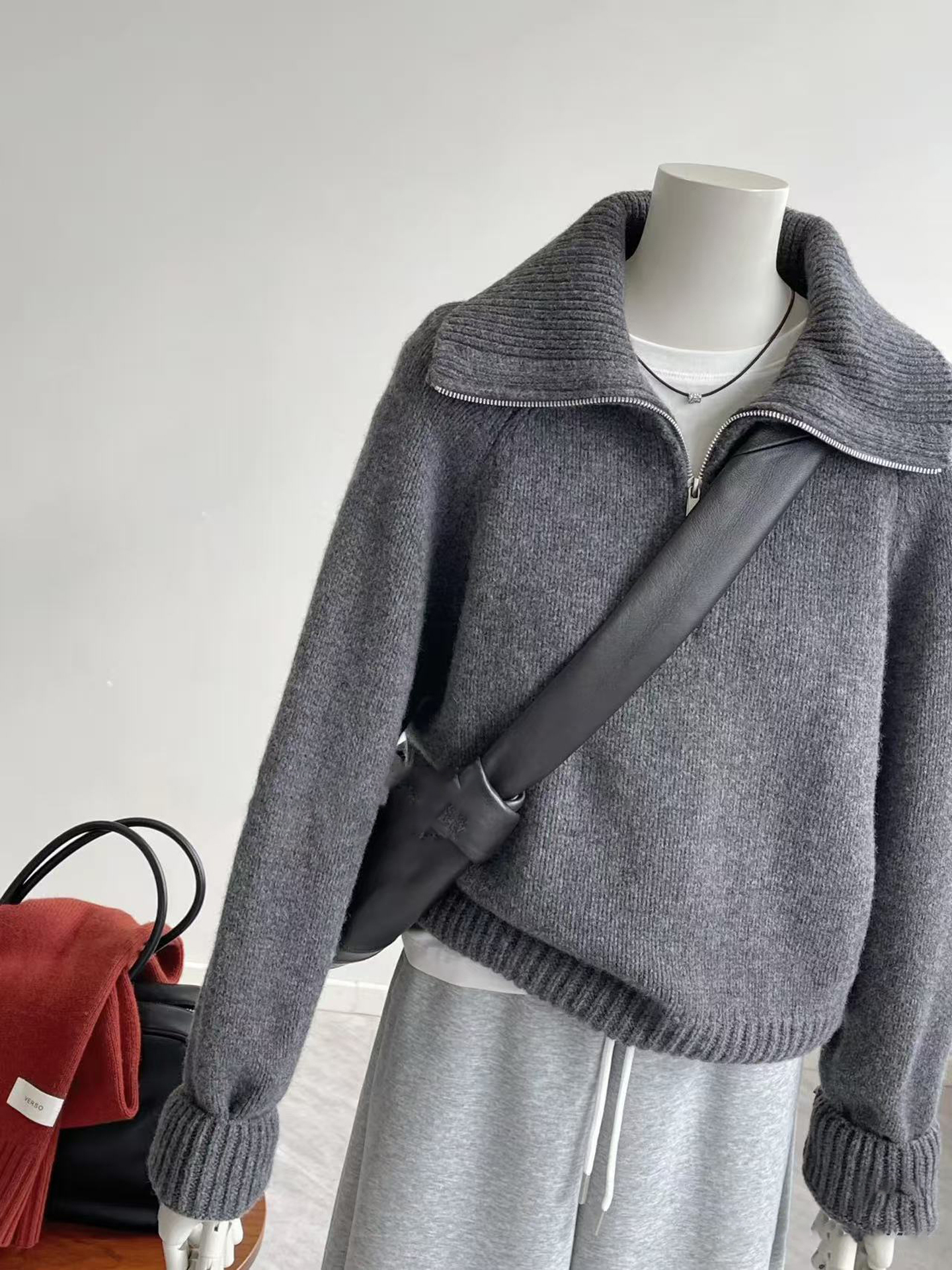 Pull en cachemire pur à 100 % pour femme, col roulé épais haut de gamme avec demi-fermeture éclair, collection automne-hiver