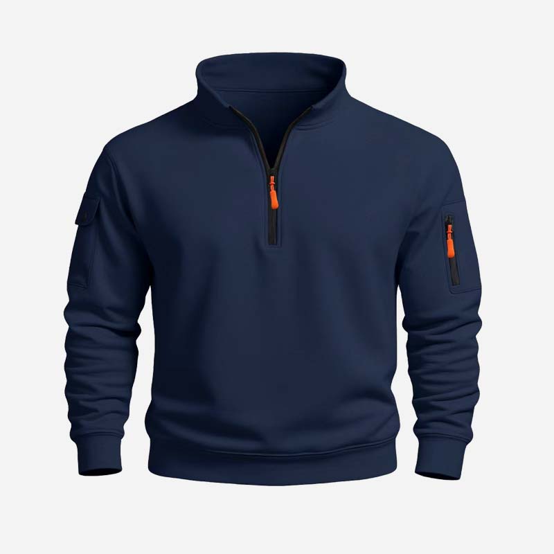 Sweat-shirt pour homme, automne-hiver 2025, nouveau modèle décontracté, sportif, à manches longues, col haut, demi-zip, coupe-vent