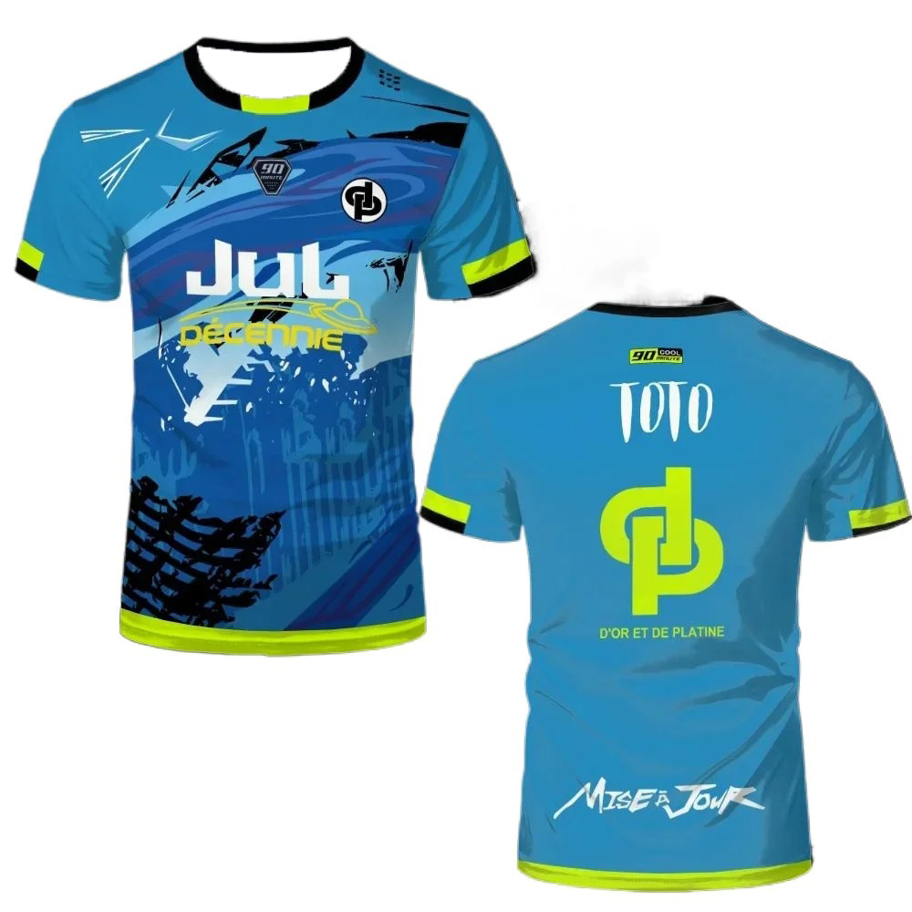 Maillot JUL Toto Ninetta en jersey imprimé, T-shirt de football respirant pour hommes et femmes, T-shirt à manches courtes pour adultes et enfants