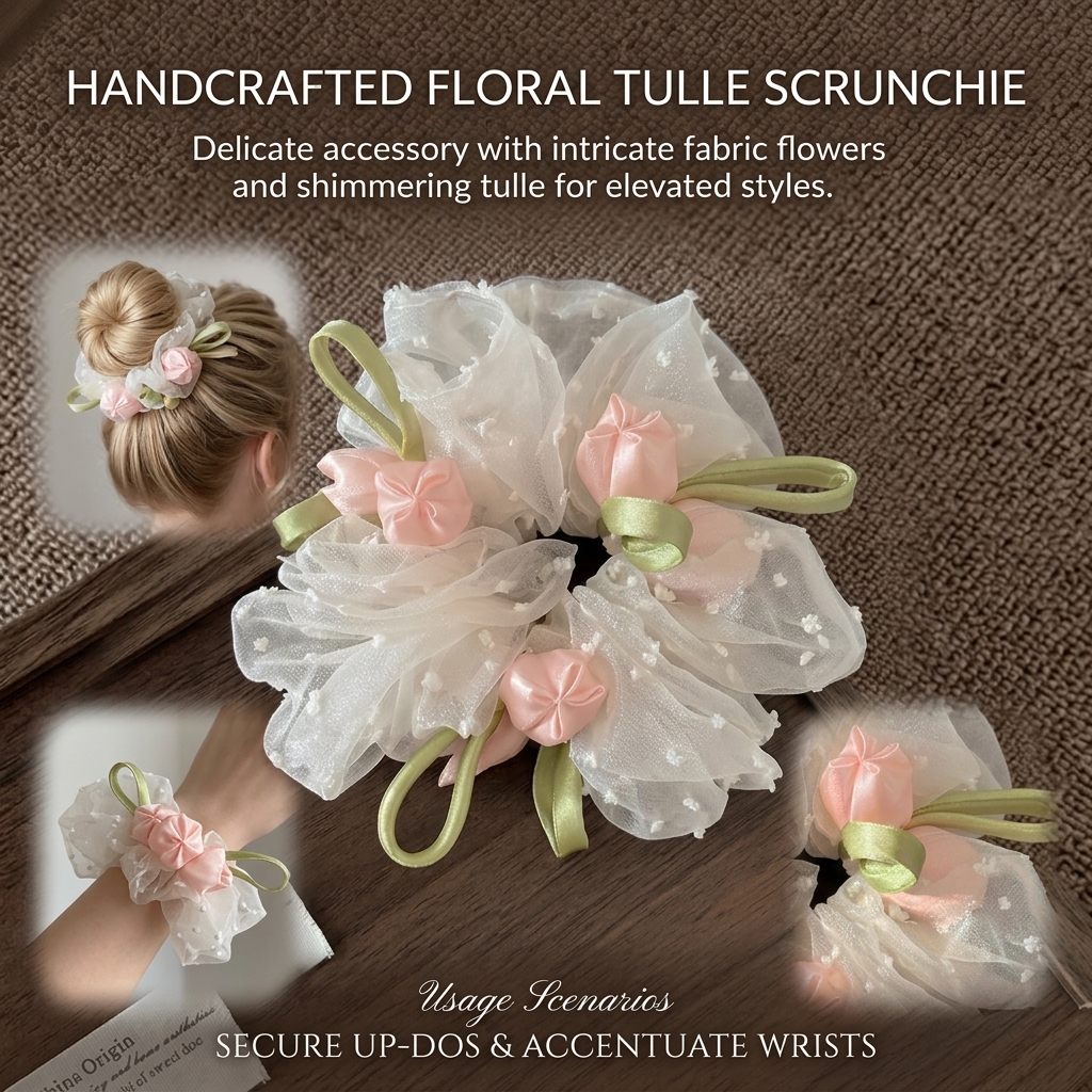 Chouchous extra larges en forme de tulipe pour coiffures chignon avec tissu en maille hautement élastique
