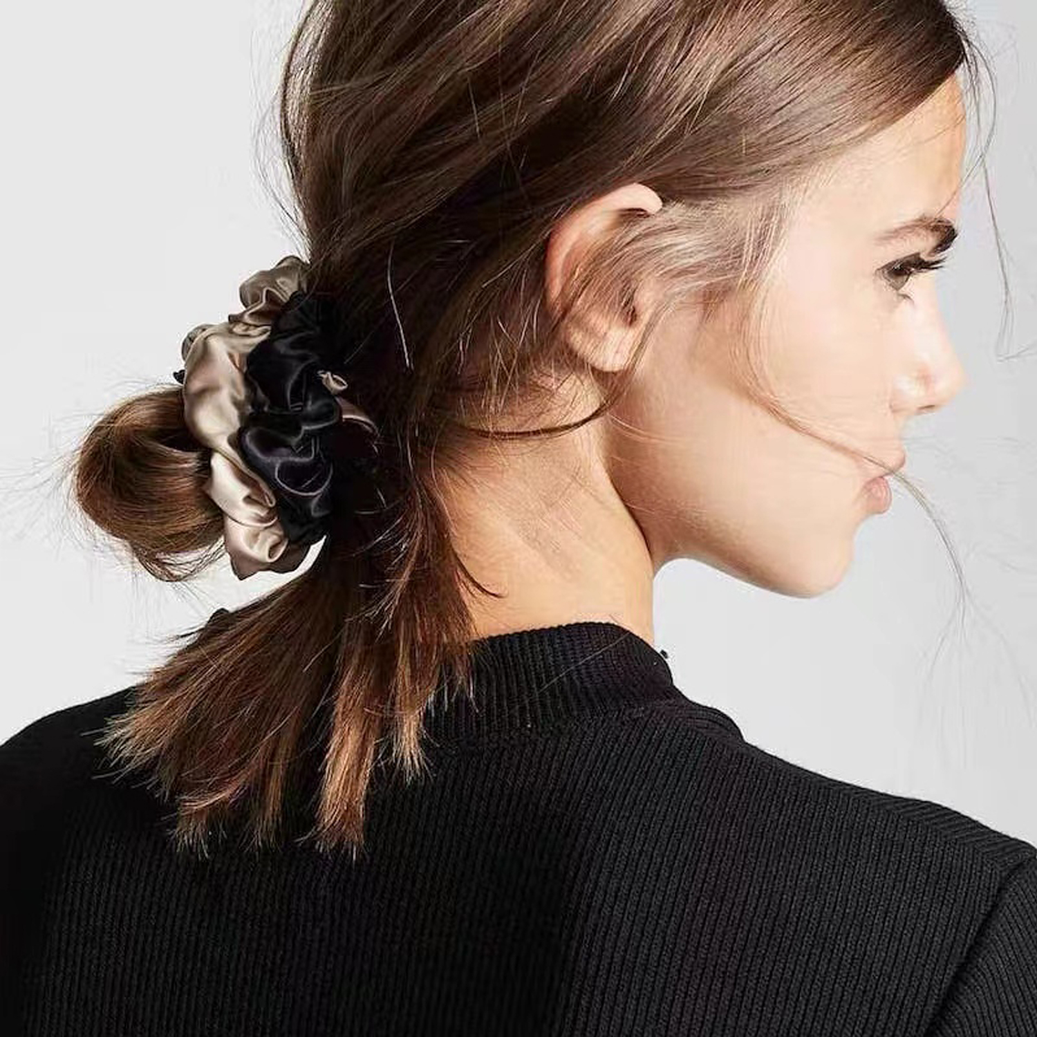 100% soie naturelle couleur unie attaches de cheveux de haute qualité chouchous femmes grandes bandeaux accessoires de cheveux largeur 2CM