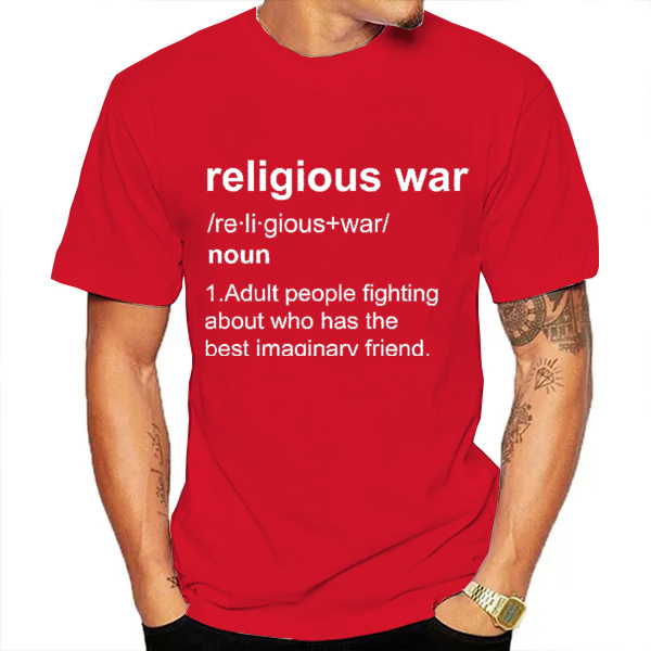 Guerre religieuse hommes t-shirt drôle lettre impression à manches courtes t-shirts mode graphique Y2k hauts meilleur ami hommes vêtements surdimensionnés