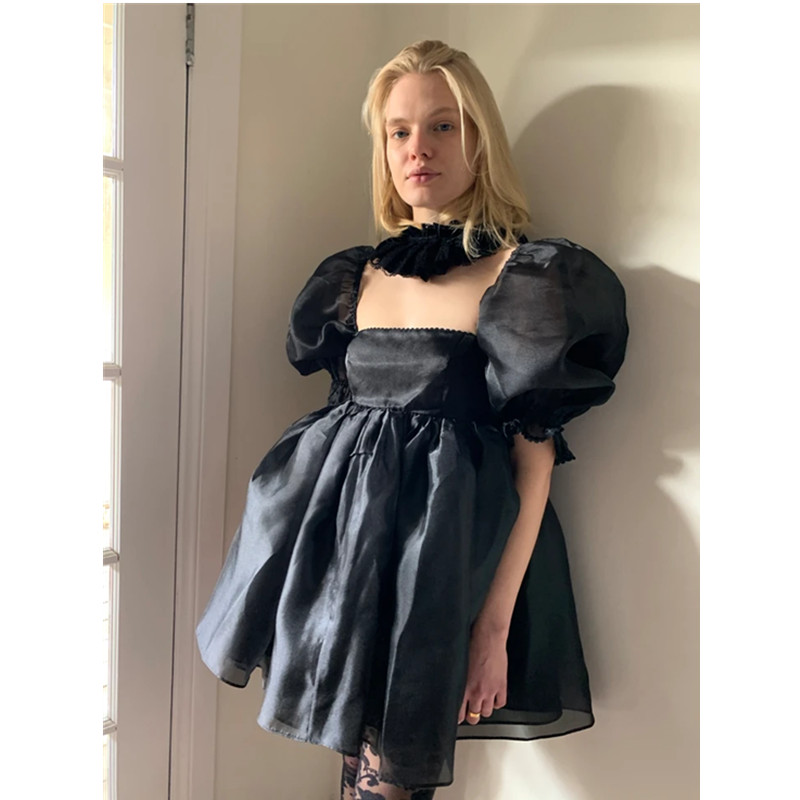 Robe à volants décontractée à manches longues pour femmes, jupe à bulles, robe bohème, manches bouffantes, élégante, douce, solide, impression