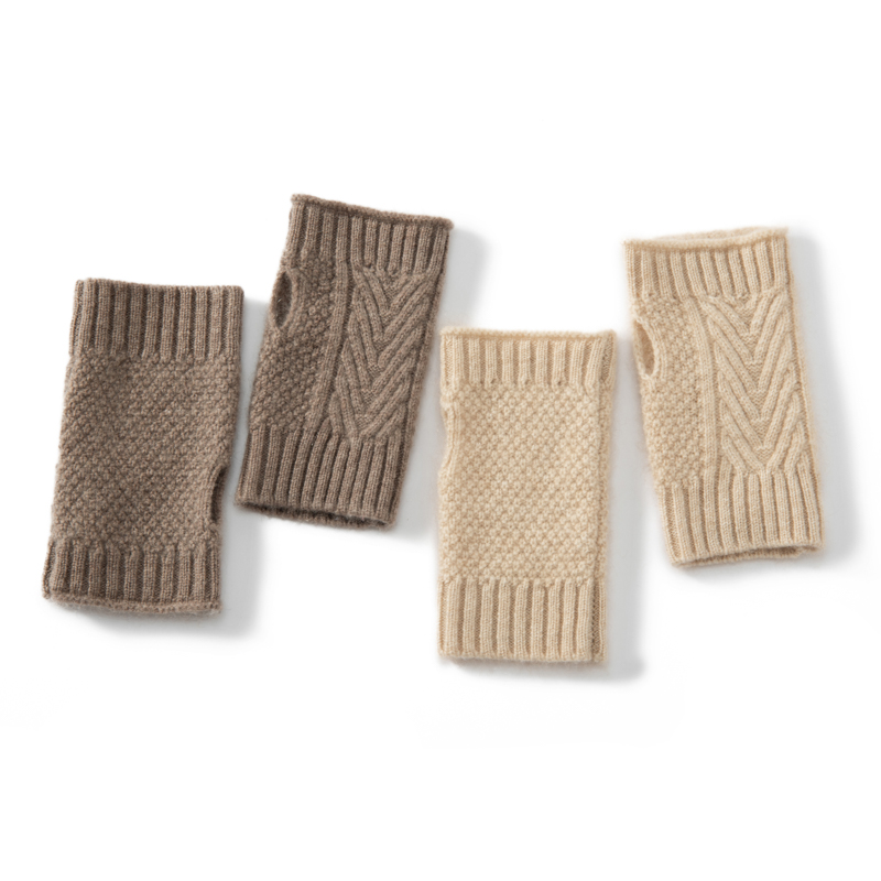 2025 femmes hiver mode pur cachemire demi-doigt gants femmes hiver tricot mitaines chaud solide tricot Jacquard poignet gants