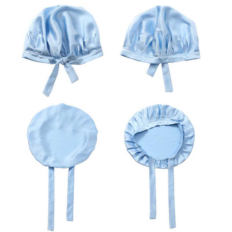 Bonnet de nuit en soie de mûrier 100% pour femme, chapeau de nuit pour 16 mamans avec rubans réglables, soins capillaires