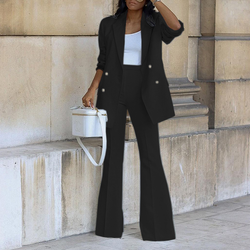 Vêtements pour femmes 2023 automne nouveau couleur unie costume décontracté pantalon à jambes larges costume deux pièces Ensemble Femme 2 Pièces été