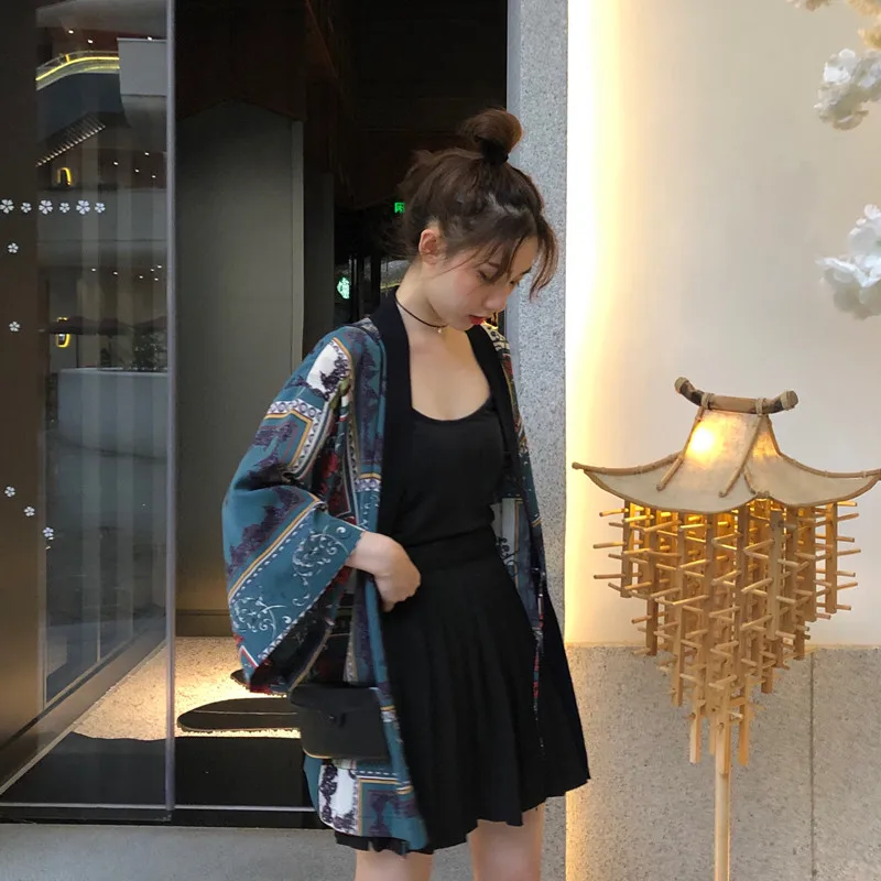 Cardigan en mousseline imprimé rétro style chinois pour l'été, chemise kimono japonaise streetwear, blouse Harajuku Kawaii