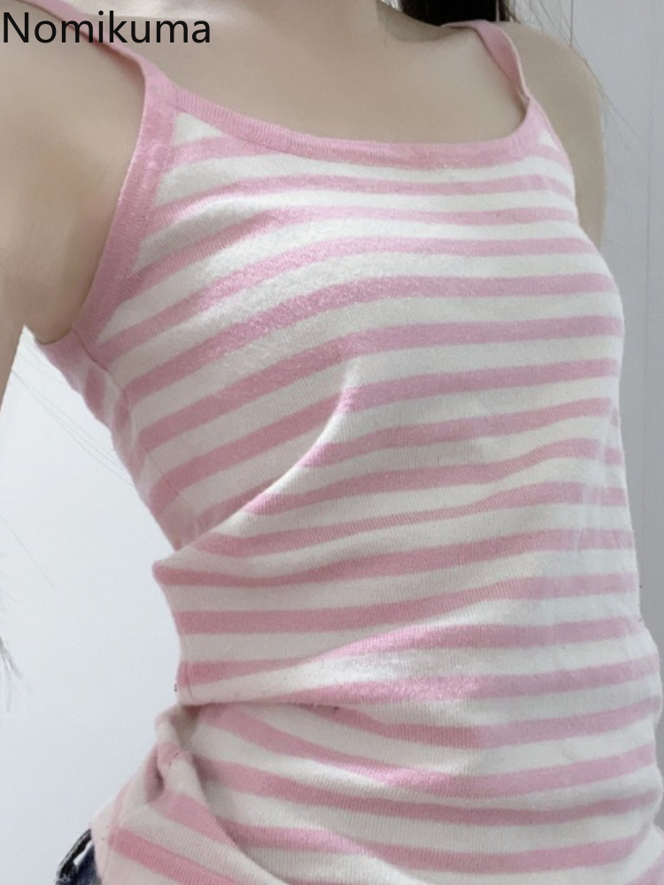 2025 Ropa Mujer Récolte Hauts Femmes Vêtements Mode Rayé Doux Gilet Slim Fit Sans Manches Camis Décontracté Sexy D'été Y2k Débardeurs