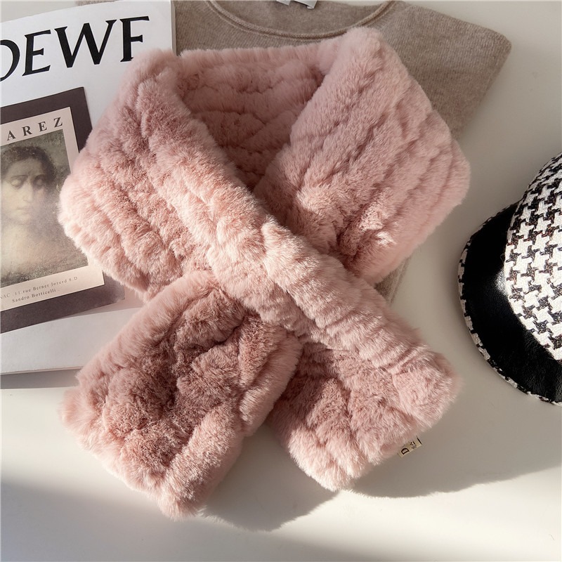 Écharpe en peluche pour femmes, Style coréen, fausse fourrure, couleur unie, courte, tendance, luxe, chaude, nouvelle collection hiver 2025