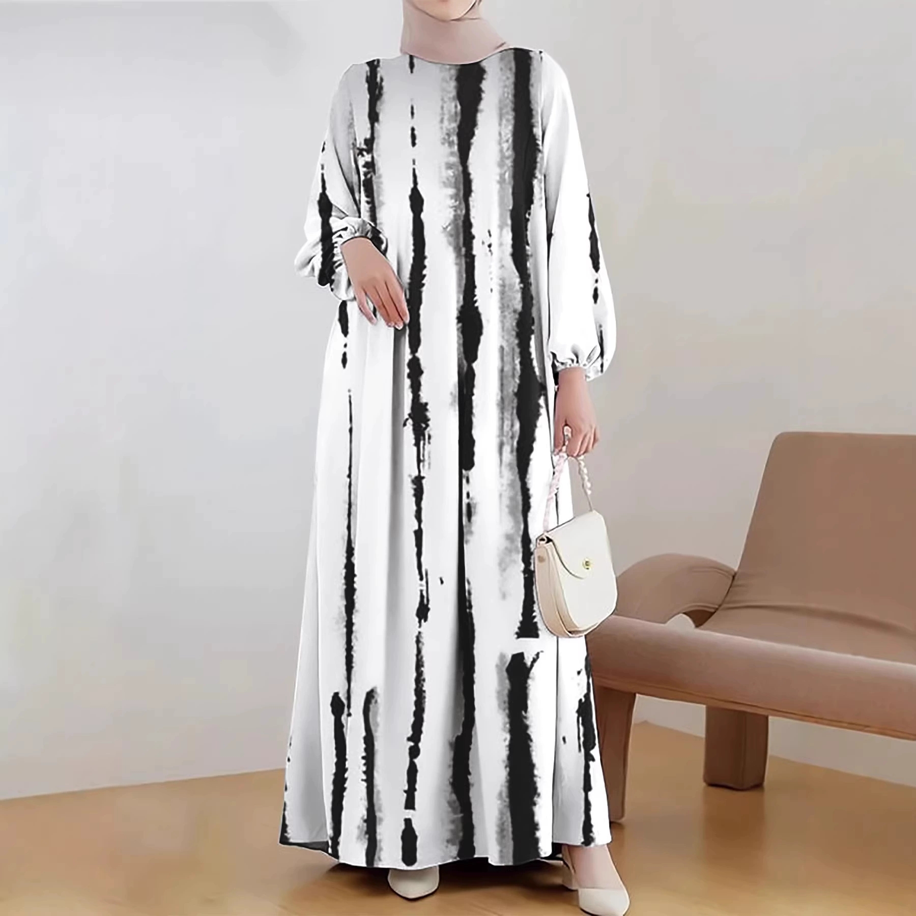 Abayas en coton pour femmes musulmanes, robe ample Dashiki à manches chauve-souris, robe femme
