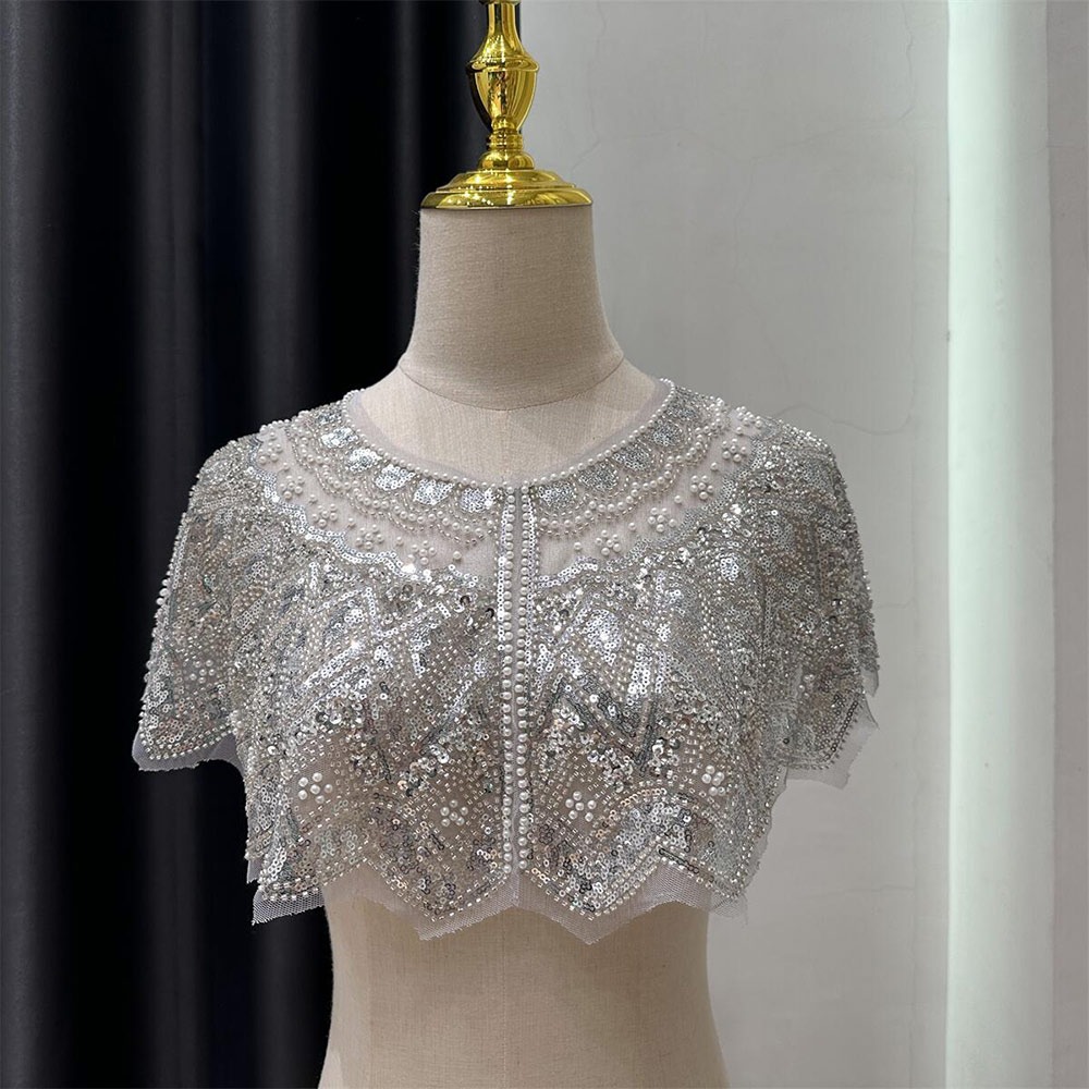 Mode paillettes embelli clapet châle perlé années 1920 soirée Wrap court vêtements d'extérieur femmes