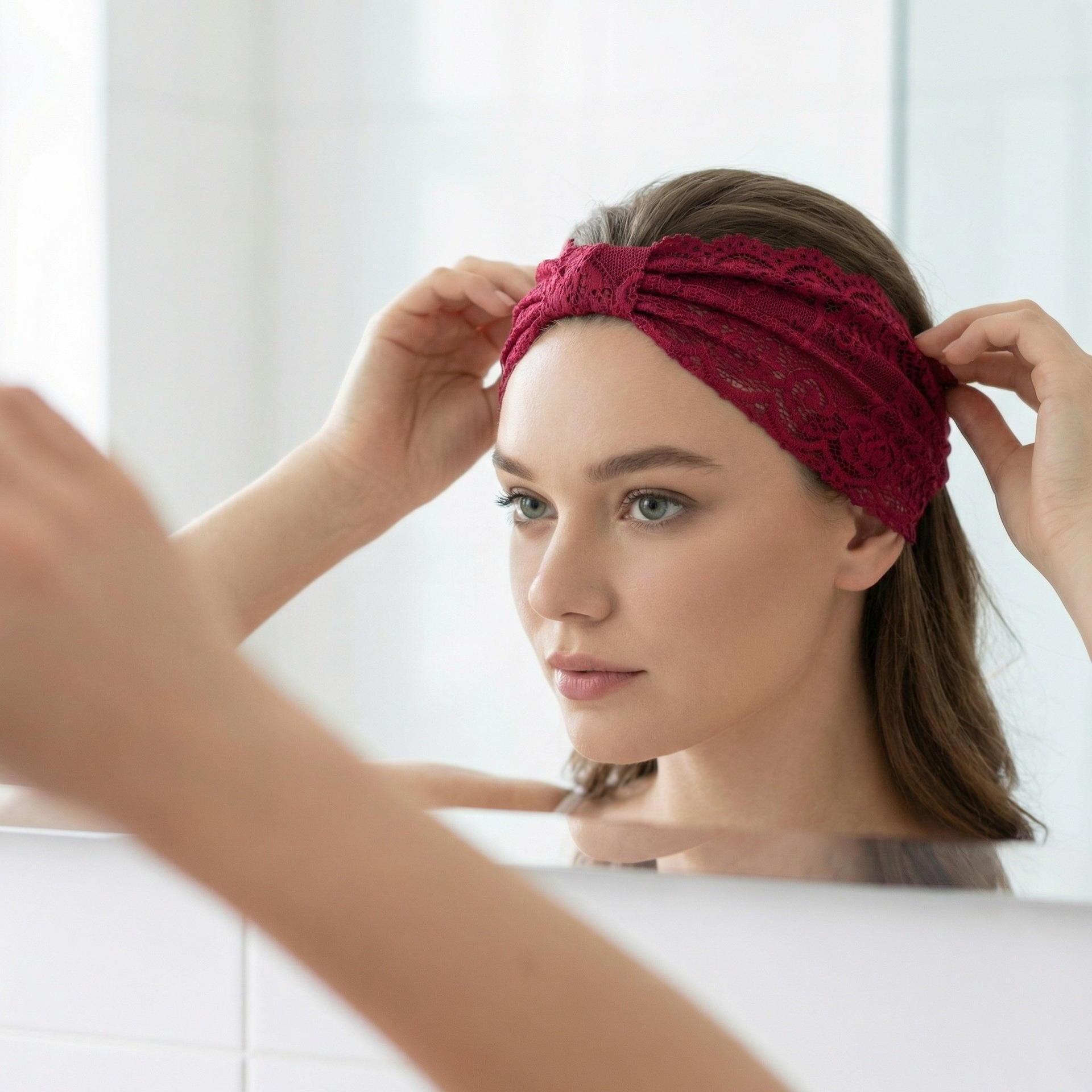 Serre-tête vintage en dentelle, foulard tendance pour femme, accessoires de cheveux pour la plage et les voyages, bande large extensible, cerceaux à cheveux ajourés