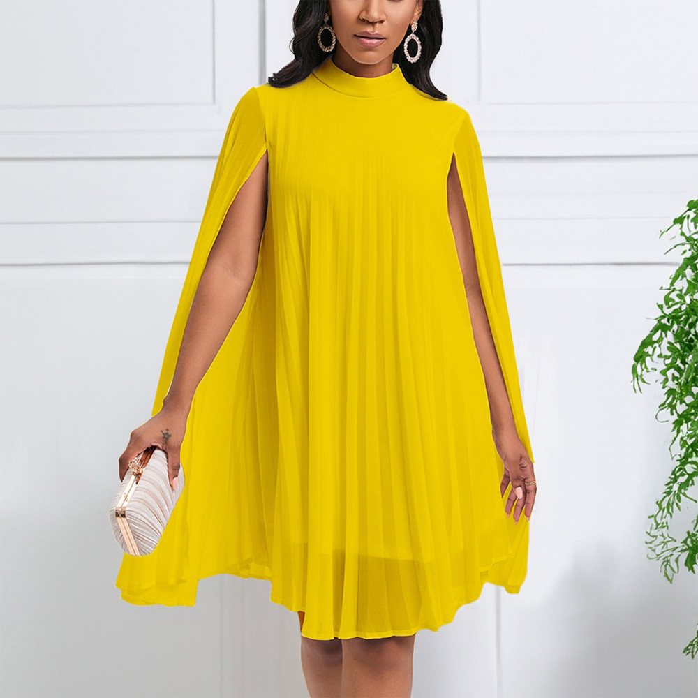 Robe en mousseline de soie pour femme, col rond, manches chauve-souris, longueur genou, robe élégante, luxe africain, fête d'anniversaire, nouveau, 2024