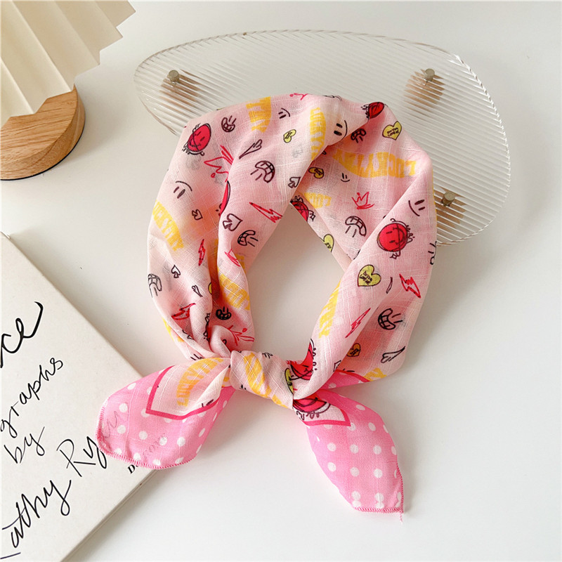 55cm foulards carrés coton lin couleur vive écharpe fleur mode femmes décoration foulard foulard Bandanas bandeau
