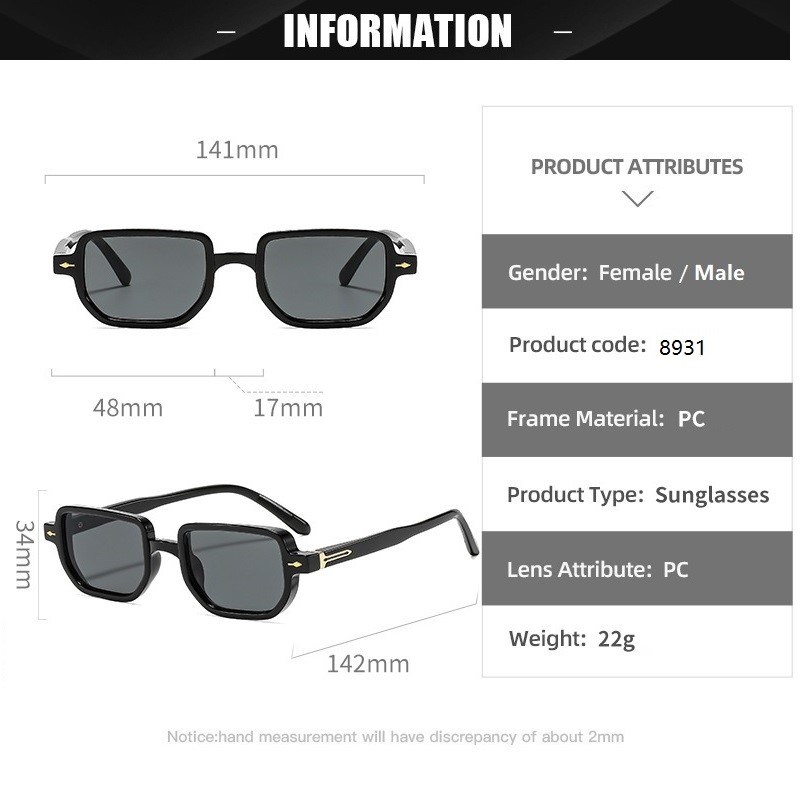 Lunettes de soleil carrées irrégulières pour hommes et femmes, mode rétro, rivets, monture petite, lunettes de soleil de créateur, lunettes de soleil de luxe pour homme