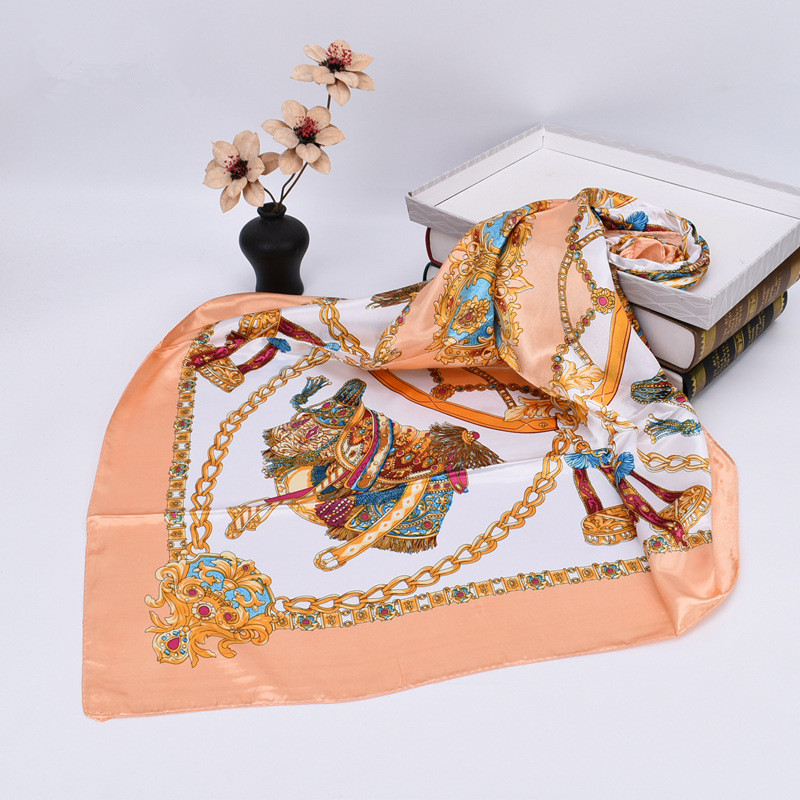 Châle carré en soie de luxe pour femmes, bandeau imprimé, Foulard en Satin, Hijab, bandes de cheveux, Foulard, bandeau, Bandana, 90cm