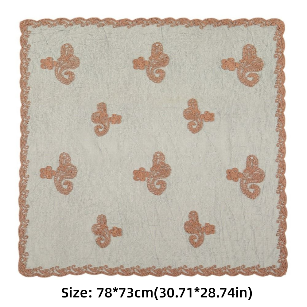 Foulard carré élégant en dentelle brodé, Foulard fin, Bandana ajouré, mouchoirs en dentelle Vintage pour femmes
