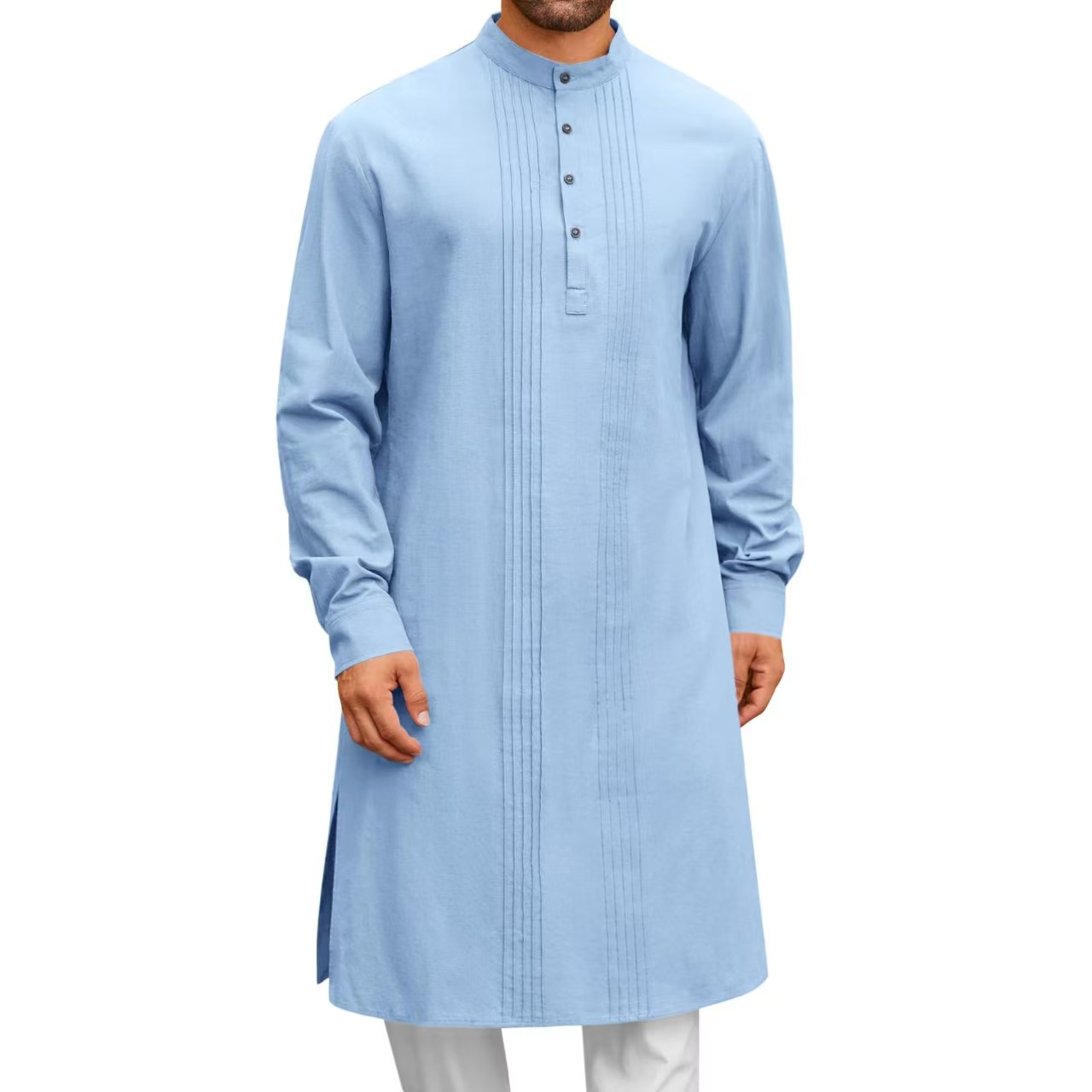 Robe musulmane à manches longues pour hommes, vêtements 100% coton, pull, Kaftan arabe islamique, costume du moyen-orient, dubaï, Abaya, nouvelle collection