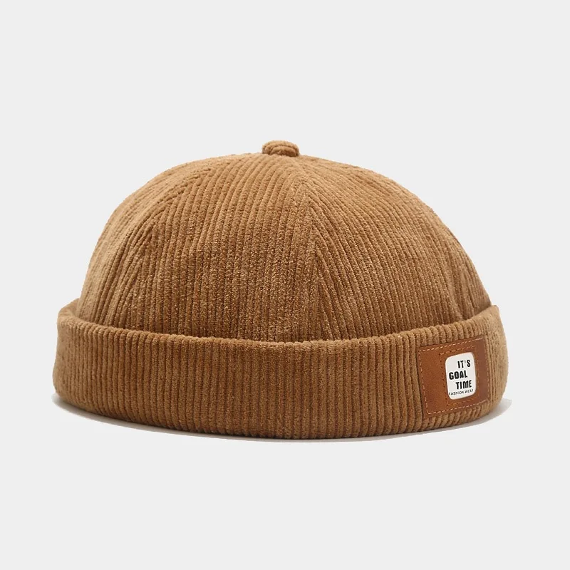 Casquette Docker Vintage sans bords, bonnet respirant en velours côtelé réglable, solide, casquette de marin pour hommes et femmes, automne 2025
