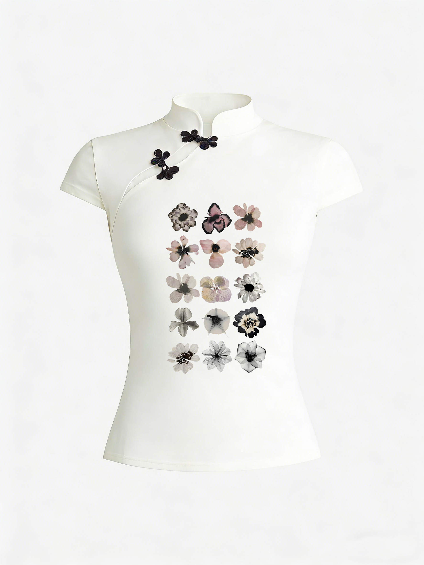 T-shirt polyvalent esthétique Harajuku, nouveau style chinois, imprimé tendance, décontracté, coupe ajustée, col boutonné, manches courtes