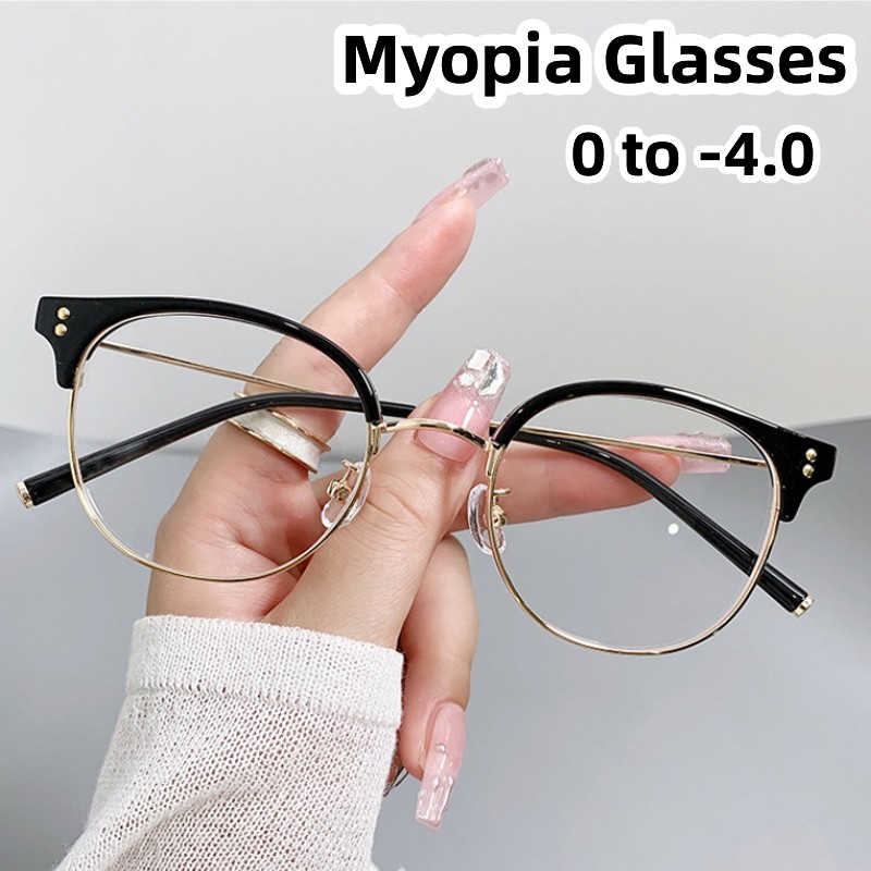 Lunettes de myopie à monture ronde pour femmes, lunettes unisexes pour contrevenants, lunettes de vue de près avec moins dioptrie, nouveau style