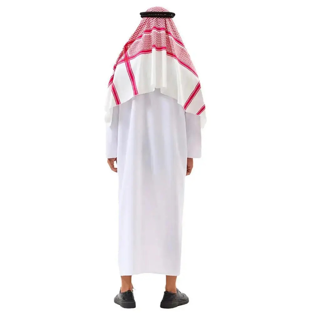 Costume arabe de Dubaï, costume de cosplay de sheik des Émirats arabes unis, robe blanche, foulard pour costume d'anniversaire saoudien riche, costume d'Halloween, tenue de homme riche, polyes