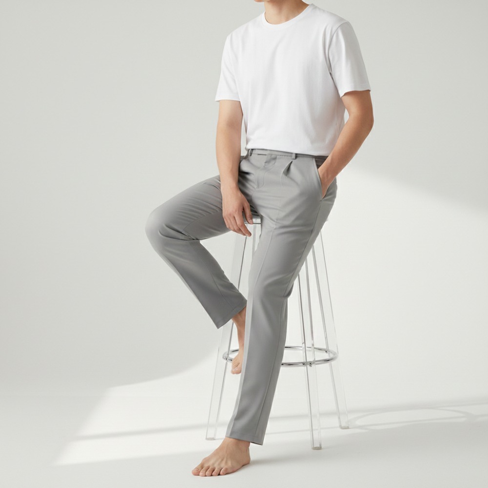 Pantalon habillé décontracté pour homme, coupe droite, style coréen, couleur unie, taille semi-élastique, pantalon de bureau, collection printemps-été