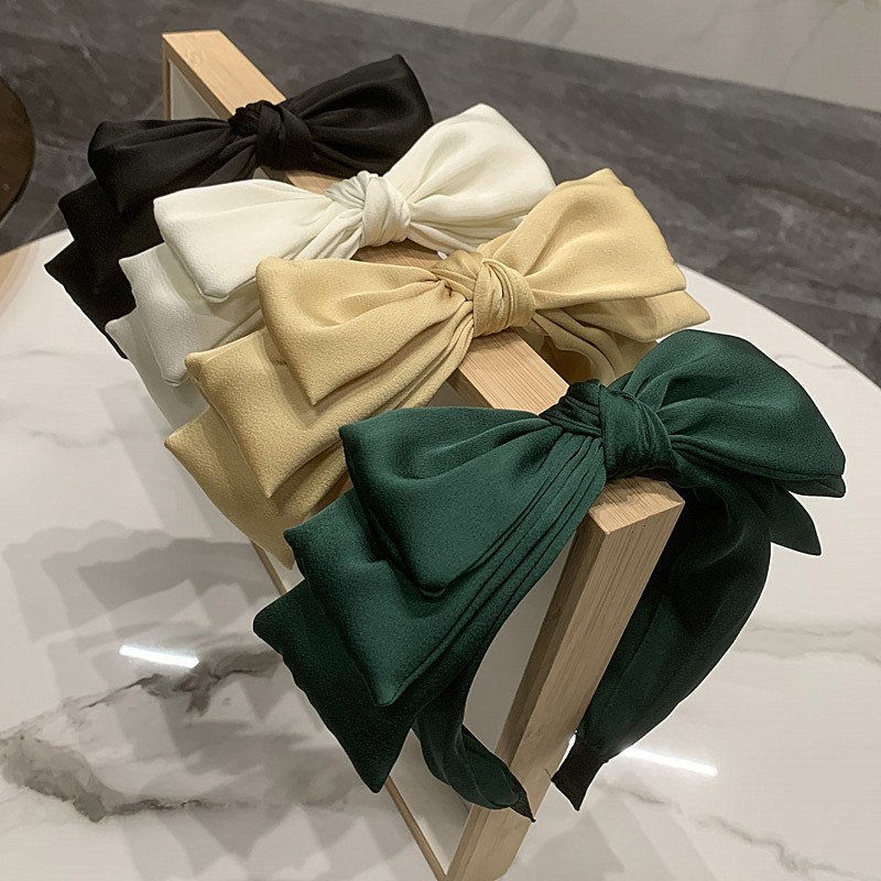 Serre-têtes larges en satin avec nœud pour femme, accessoires de coiffure pour fêtes et shopping