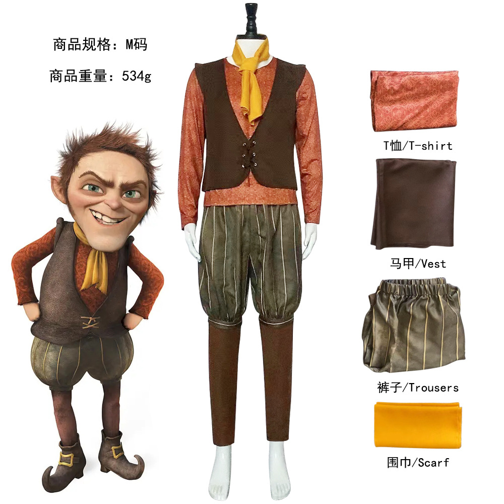 Shrek Nain Tracassin Cosplay Costume, Tenue Médiévale pour Homme, Déguisement d'Halloween Complète