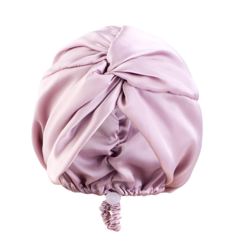 Bonnet Turban en soie de couleur unie pour femmes, Bonnet de nuit doux en Satin, soins capillaires, foulard, couvre-chef torsadé réglable