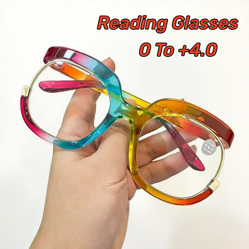 Lunettes de presbytie surdimensionnées pour femmes, Style INS, à la mode, bloquant la lumière bleue, lunettes de lecture, tendance, imprimé hibou, monture ronde