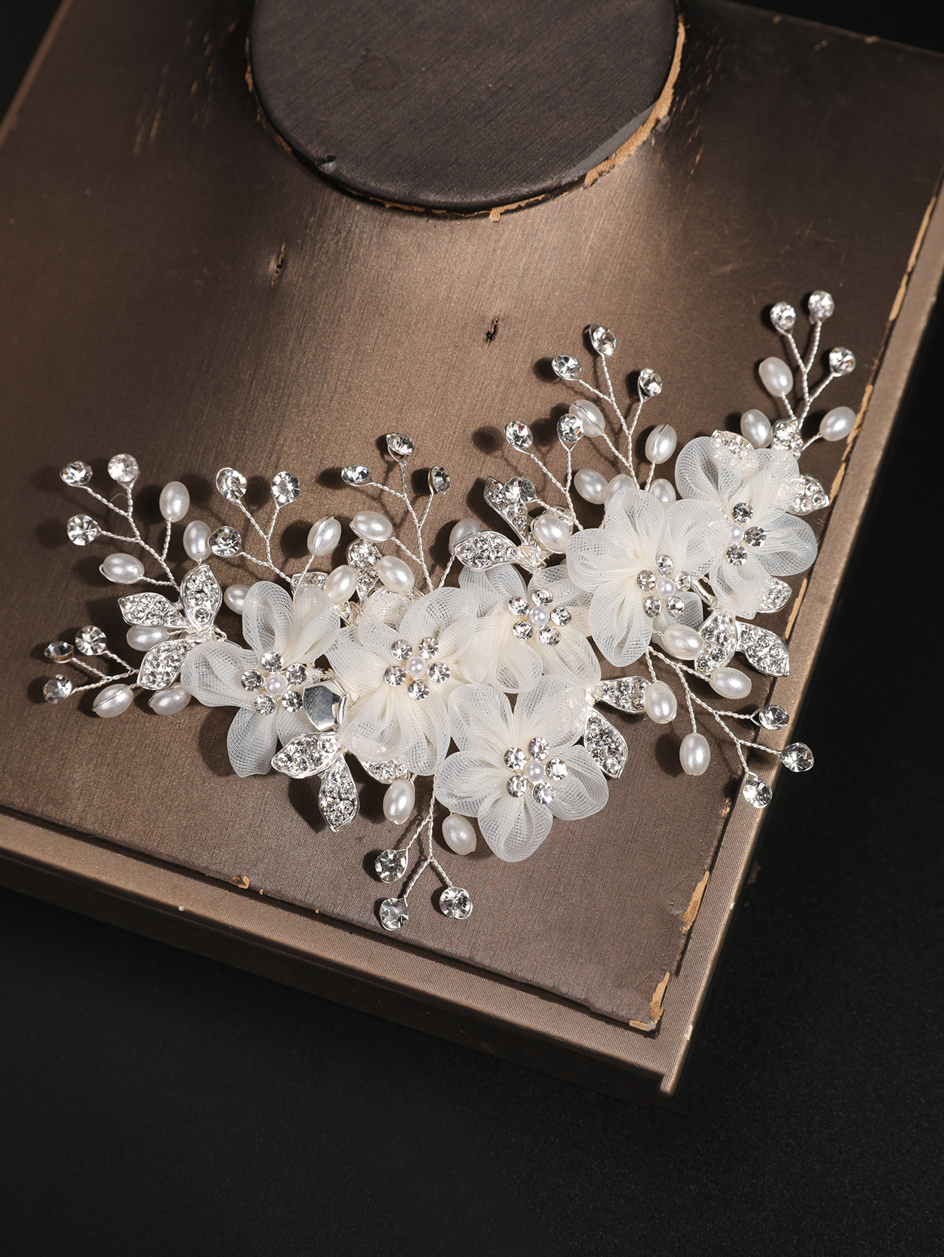 Nouveau style de coiffe en gaze florale féerique style forêt, accessoire de cheveux de mariage coréen avec fleurs de perles, épingle à cheveux