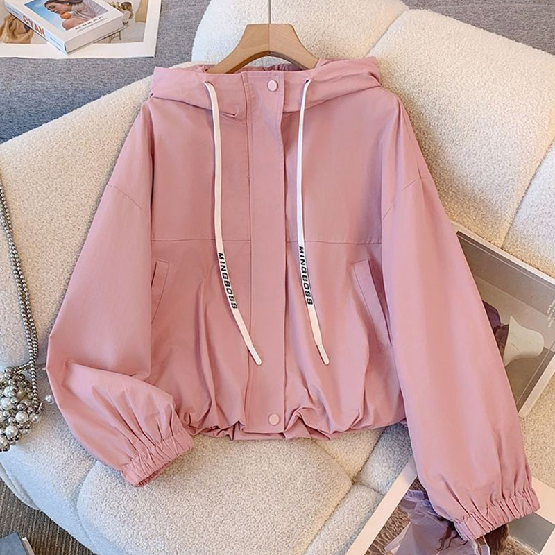 Veste femme mode coupe-vent à capuche nouveau printemps automne femme décontracté manteau court vêtements d'extérieur rose vert blanc vêtements de dessus pour femmes