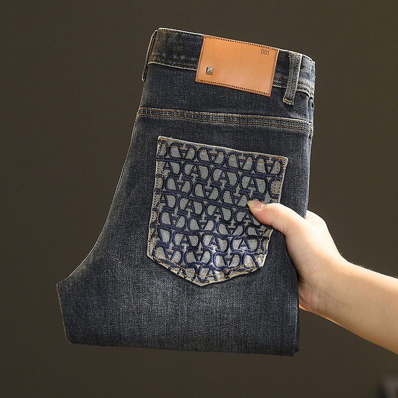 Jean de Luxe observateur pour Homme, Polyvalent, Haut de Gamme, Décontracté, Abordable, Mode Slim, Fjm, Nouvelle Collection Printemps Automne 2024