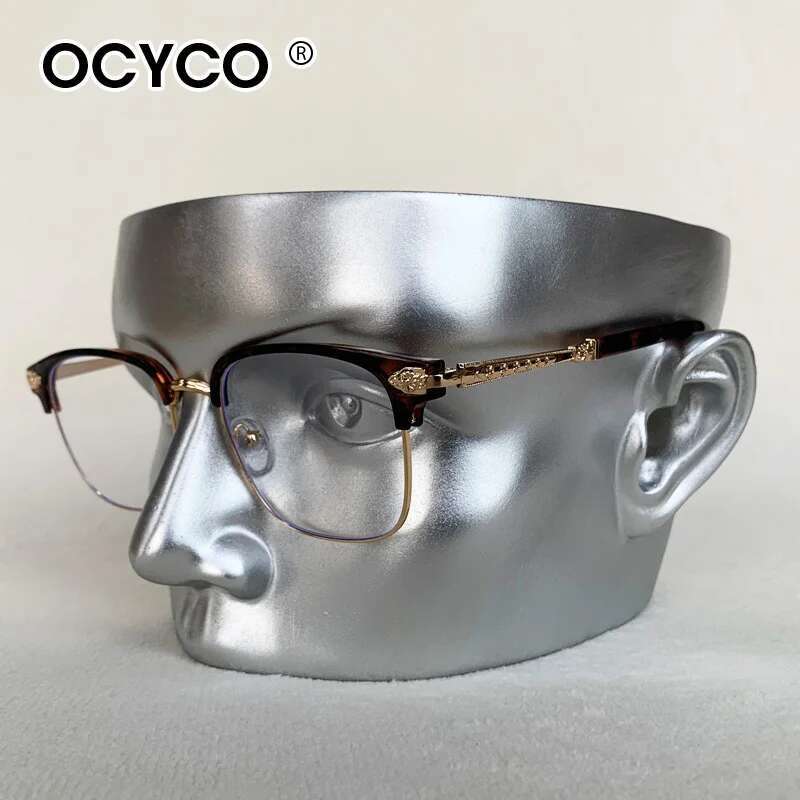 Lunettes de lecture unisexes élégantes à demi-monture en métal pour hommes et femmes, Protection des yeux, Anti-lumière bleue, lunettes d'affaires de haute qualité