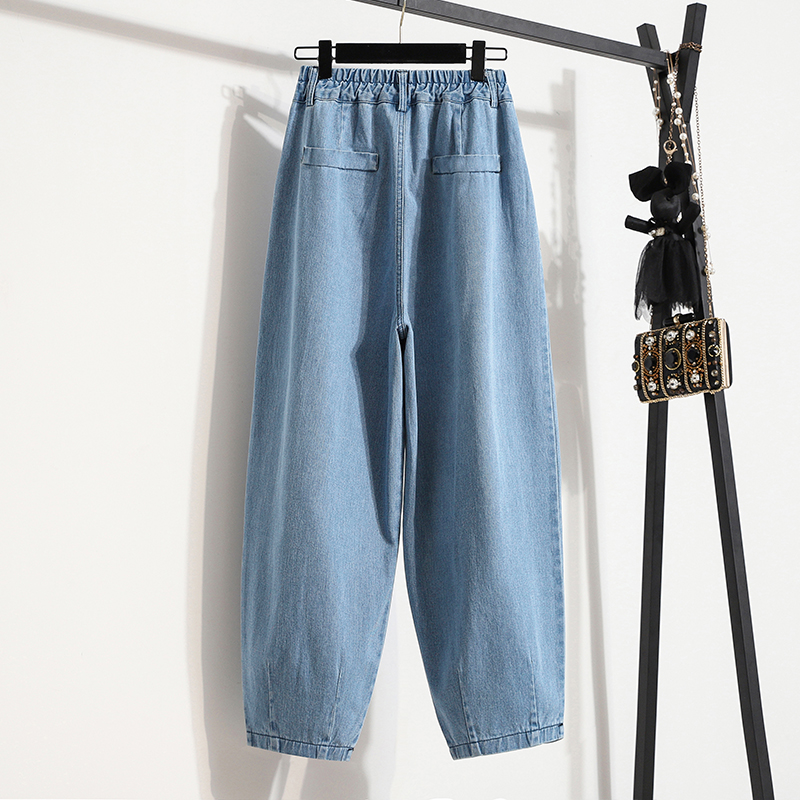 Jean surdimensionné pour femmes, taille élastique, jambes larges, sarouel en Denim, grande taille, Baggy, printemps