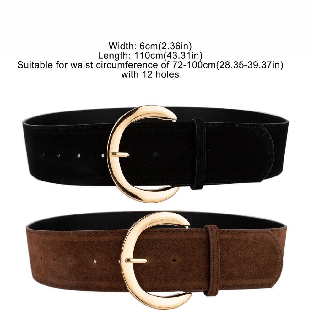 Ceinture large en cuir suédé pour femmes, Design de luxe rétro, décontractée, polyvalente, boucle ardillon, tendance, pantalon, robe