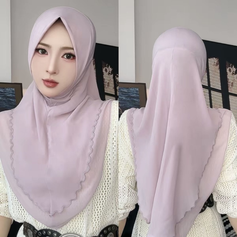 Hijab en mousseline d'été facile à porter, style queue d'hirondelle, pour femmes musulmanes