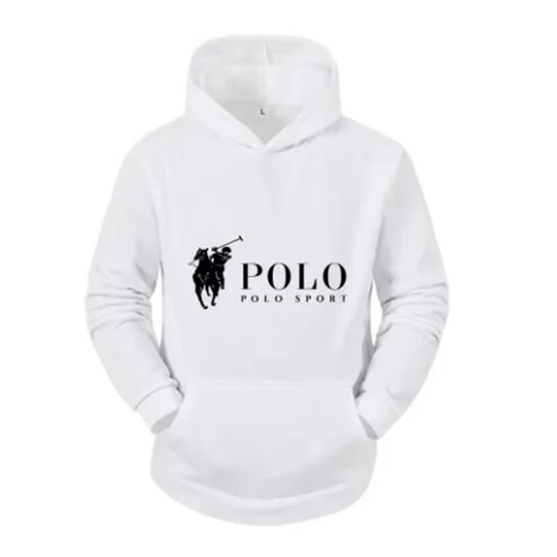 Polo Sport classique noir à capuche hommes Sport décontracté pur coton à capuche mode cheval Logo imprimé à capuche