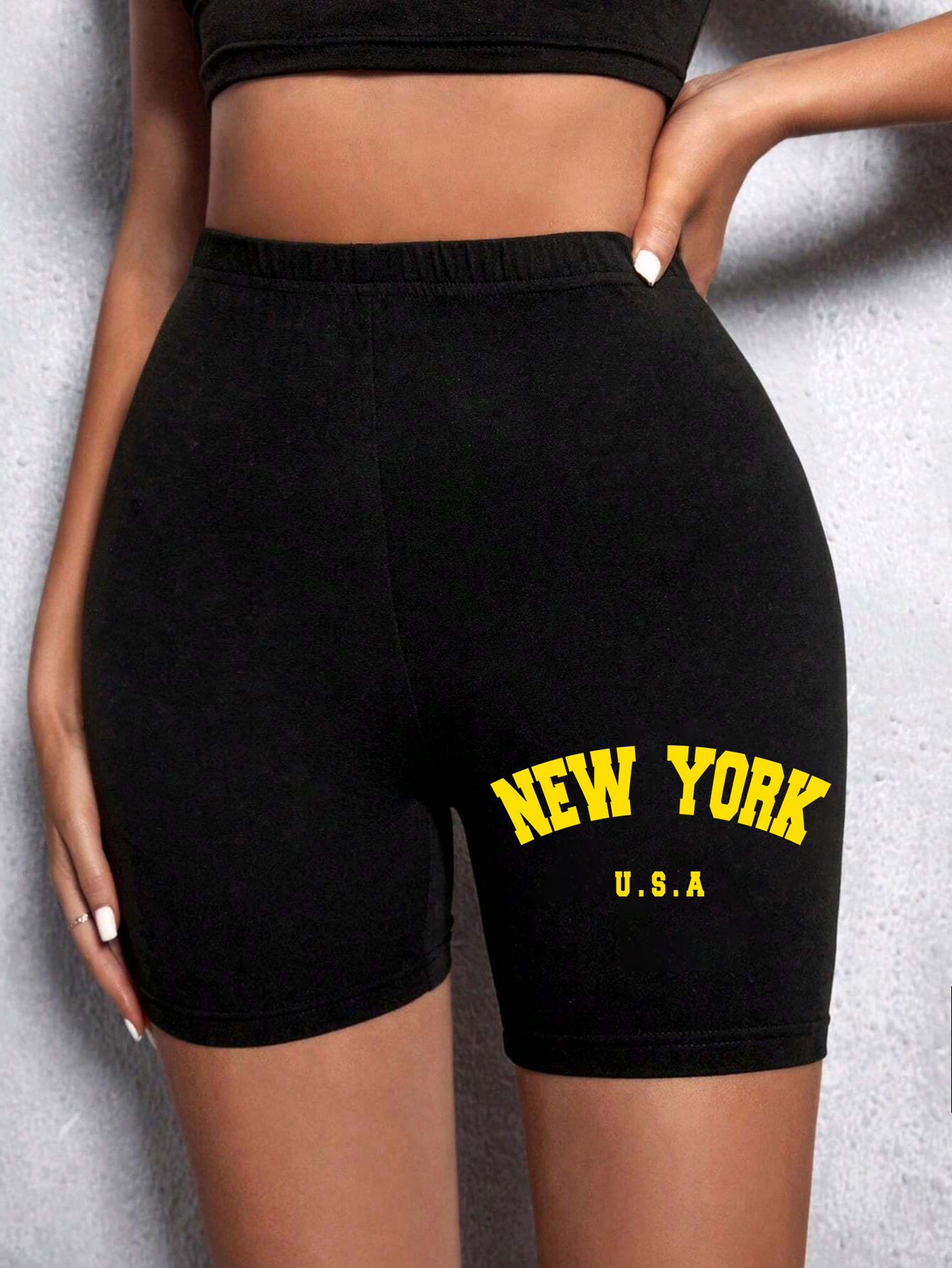 Short de Sport d'été pour femmes New York l'émipure City lettre impression Fitness pantalon court extensible mince doux femme Sport jurer