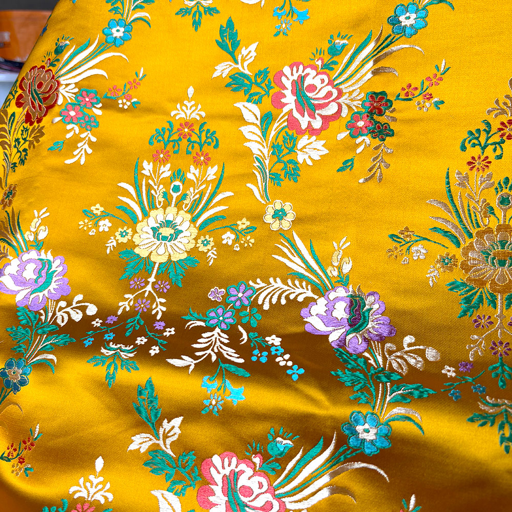 Tissu damassé en brocart Jacquard à fleurs, Satin de soie, bricolage pour Cheongsam Kimono, robe pour femmes, Costume de mariage, pyjama, matériaux de coussin