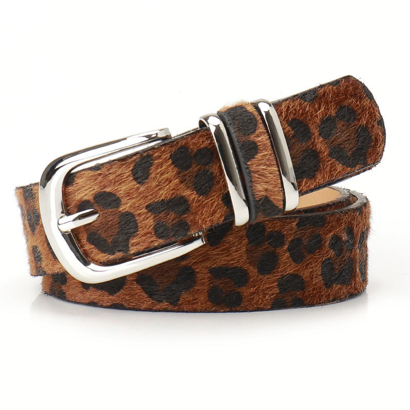 Nouvelle ceinture à double anneau à imprimé léopard pour femmes, style européen et américain tendance, ceinture polyvalente pour manteau, ceinture de taille pour femmes